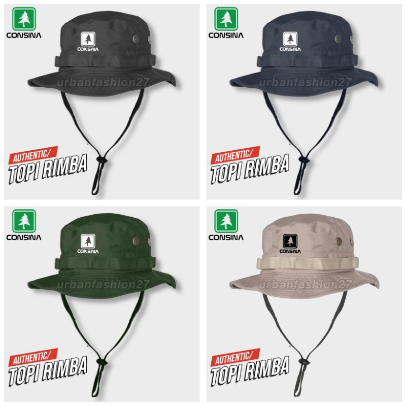 Topi Consina Rimba Gunung Outdoor Camping Mancing Hiking - Topi Rimba Pria Wanita Jungle Hat Logo Co