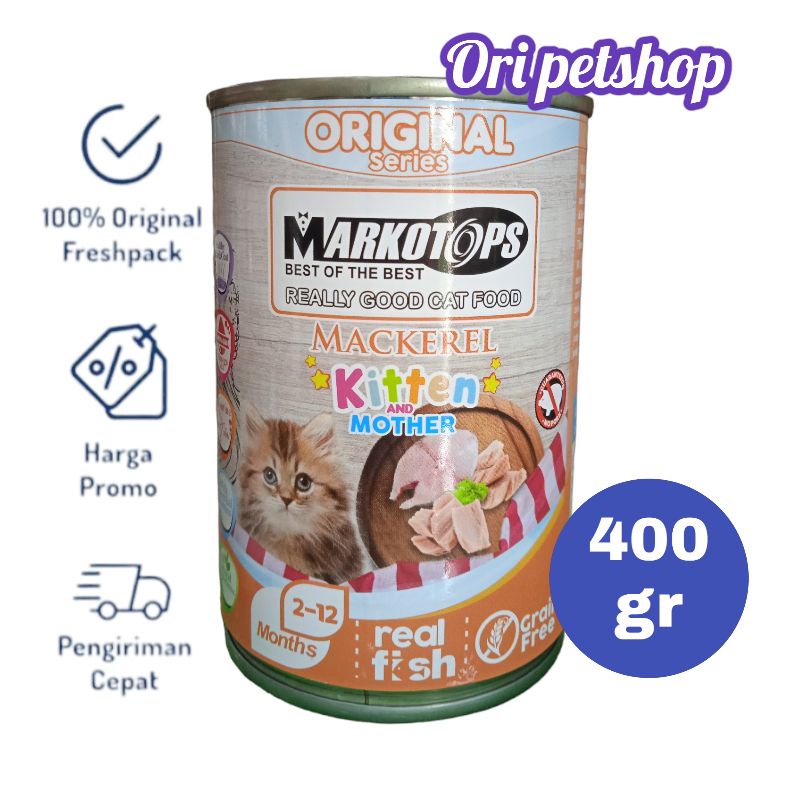 Markotops Kaleng 400gr Wet Cat Food - Kitten Makcerel Original