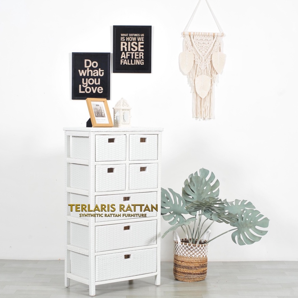 Lemari Laci 7 Tinggi Rotan Sintetis