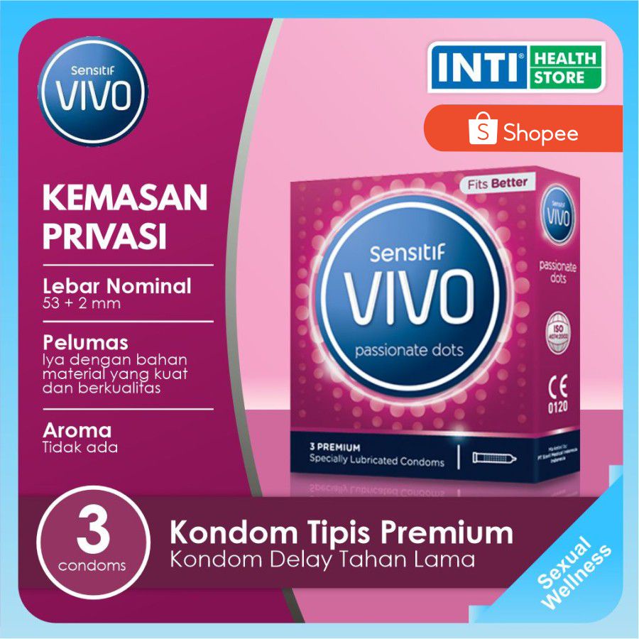 SENSITIF VIVO | Kondom Sensitif VIVO Passionate Dots  isi 3