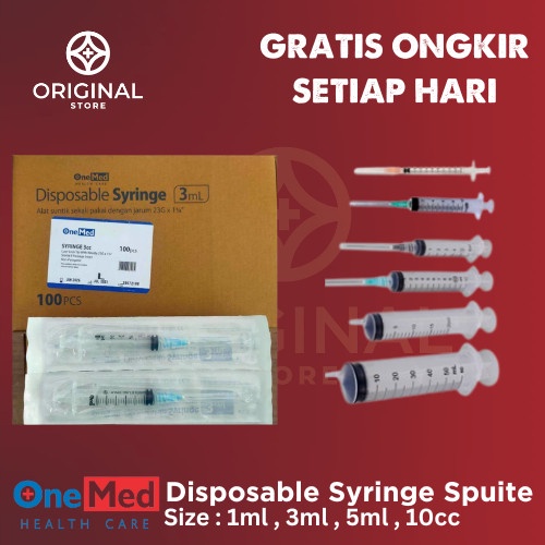 SYRINGE SPUIT ONEMED JARUM SUNTIK ONEMED 1CC 3CC 5CC 10CC 20CC - ONEMEDC