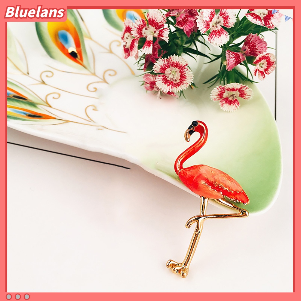 Bluelans Red Enamel Flamingo Bird Brooches Pin Breastpin Women Animal Scarf Dress Jewelry