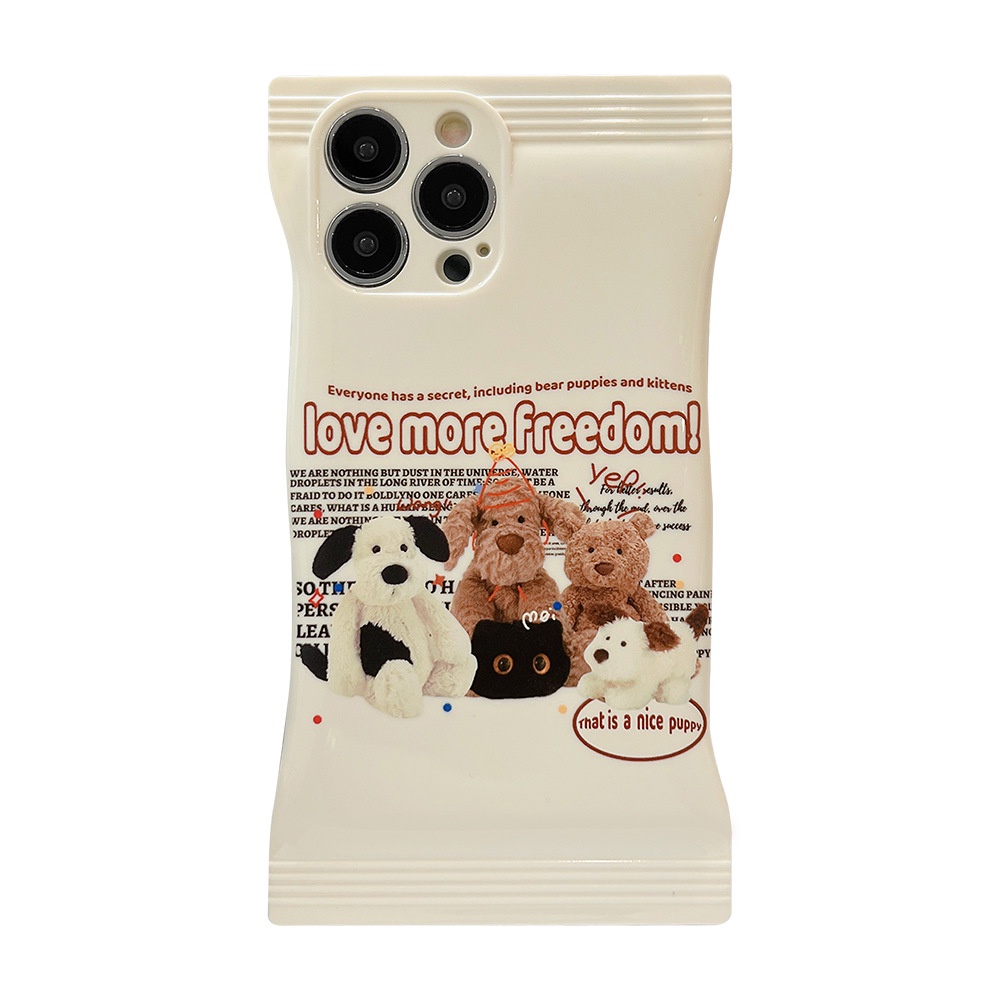 Ins Soft Case Silikon Transparan Motif Kartun Beruang / Anjing Untuk Iphone 14 11 12 13 PRO MAX