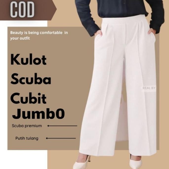 Kulot Scuba Cubit Jumbo XXXL Premium Tebal Celana Panjang Wanita Dewas Termurah