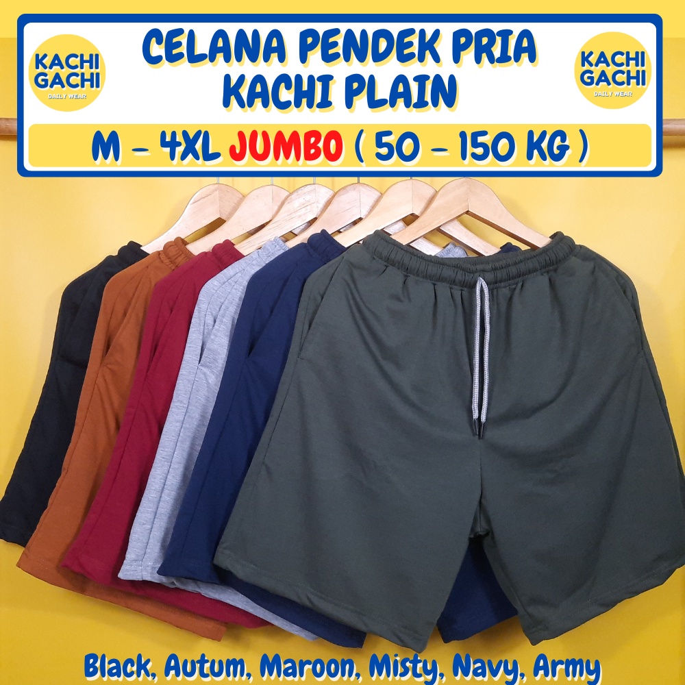 Celana Pendek Jumbo Pria / Celana Kolor Pria Santai / Short Pants Pria Big Size - Kachi Plain