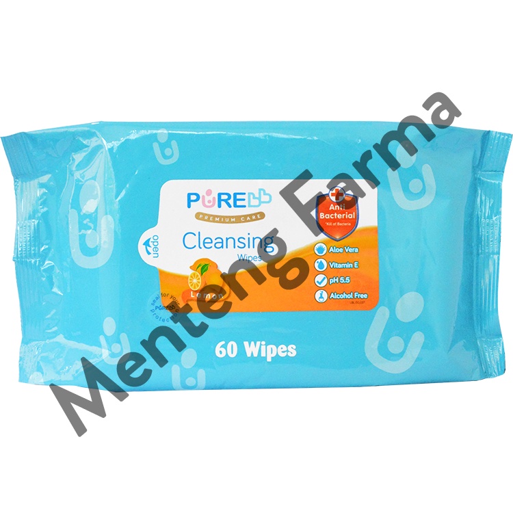 Pure Baby Cleansing Wipes Lemon 60 Sheets - Tisu Basah Bayi