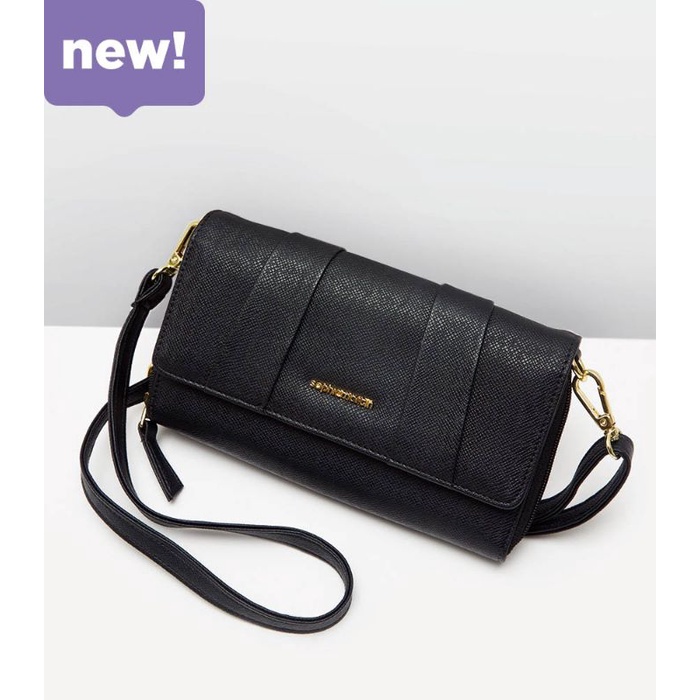 Dompet Panjang Wanita Kulit Tas Selempang Hitam Murah Mewah Rayya Black Original Sophie Martin Paris
