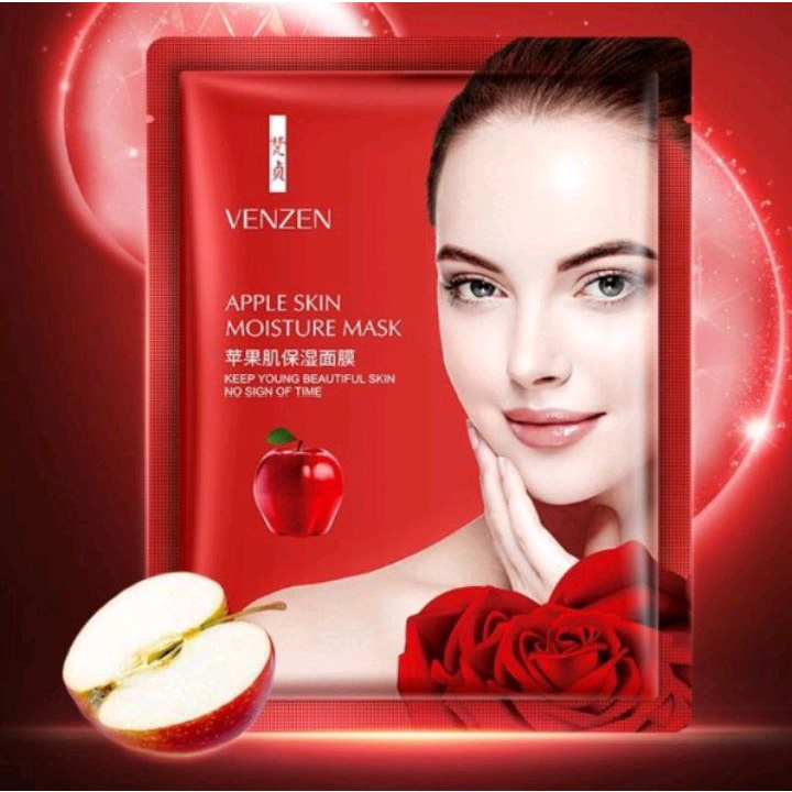 Masker Wajah Venzen Apple Skin Facial Sheet Mask Ekstrak Apel