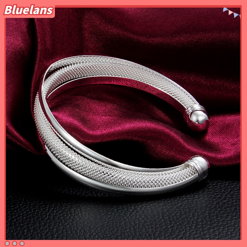 Bluelans Classical Silver Plated Bevel Edge Opening Bangle Bracelet Gift Fashion Jewelry