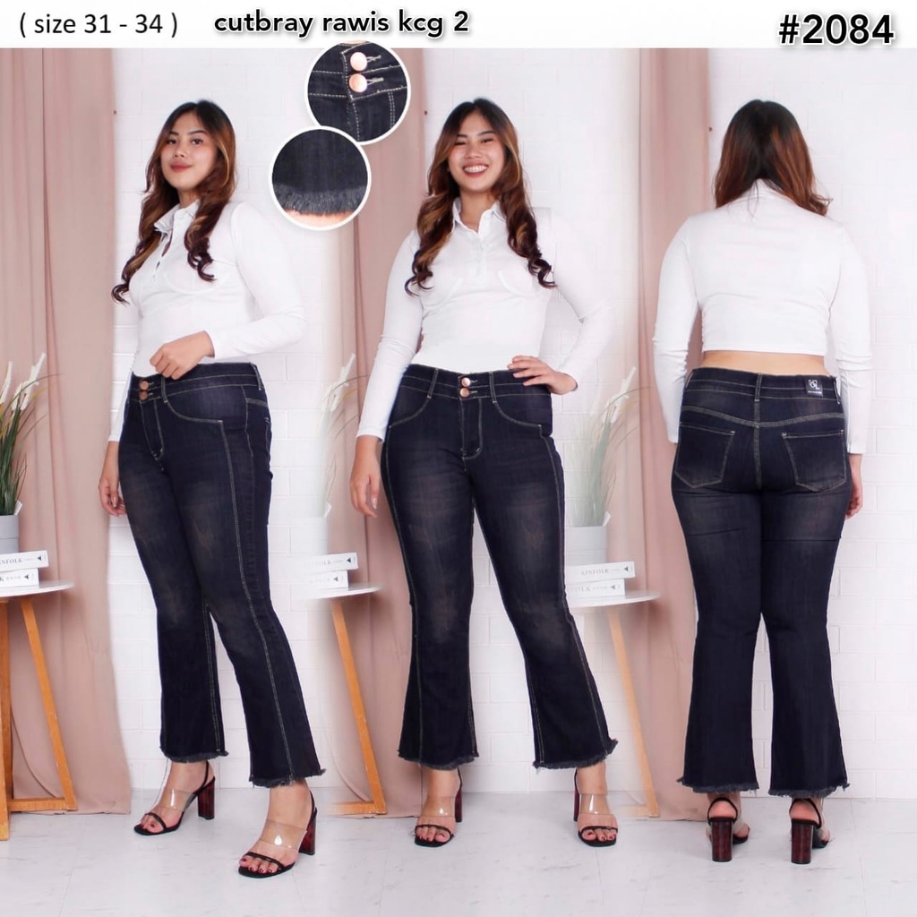 Celana Panjang Jeans Wanita Cutbray Rawis Tulang Samping 27-30 31-34 Bisa Bayar Ditempat(COD)