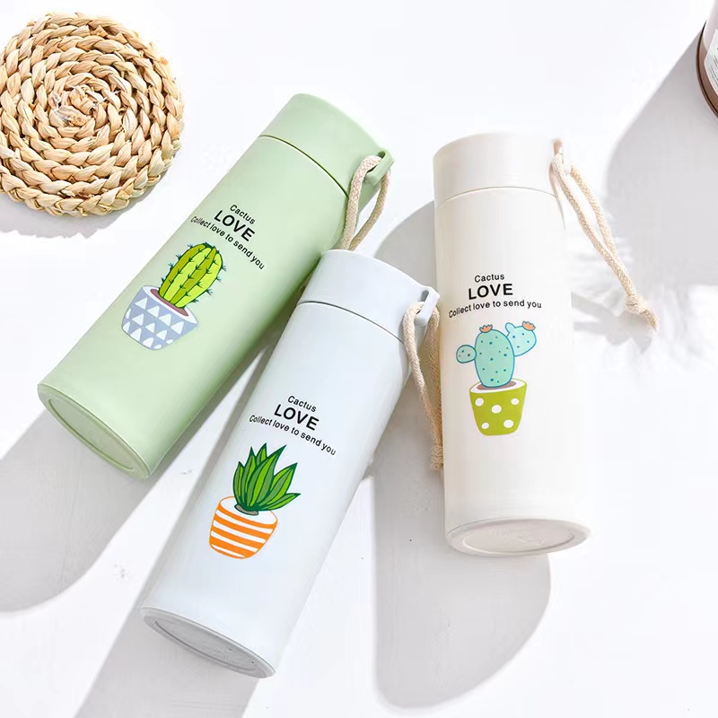 LUCKY BOTOL KACA Termos Tumbler Unik Motif Tanaman Cactus Kaktus Animal Six Oup 450 ML My Bottle GLASS MATERIAL