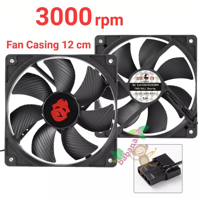 Fan Mining 12cm 3000rpm case kipas casing pc exhaust cooler cooling