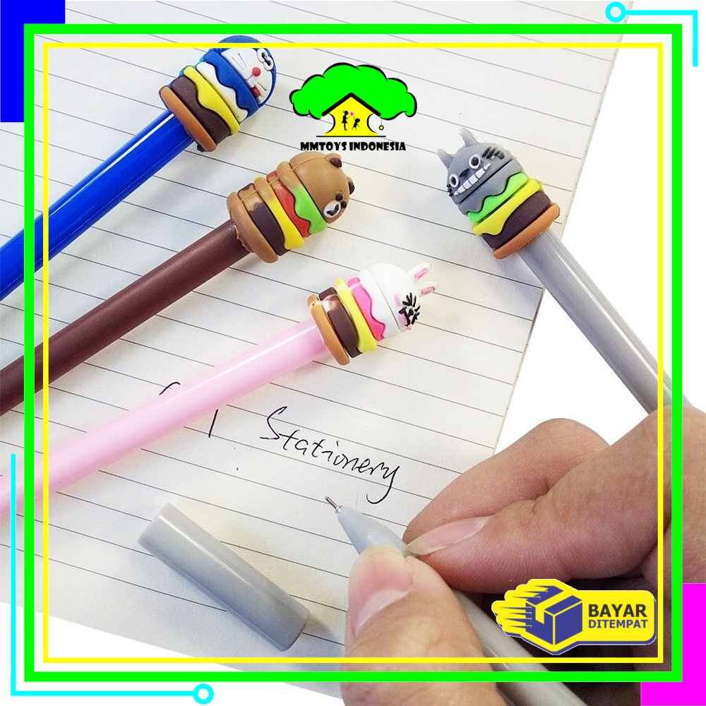 

MI-A7 Pena Hamburger Cartoon/Pulpen Burger Unik/Pen Burger Kartun Line Stationary