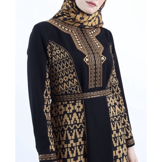 (preloved) abaya hikmat original a3840 gold abaya hikmat geometry