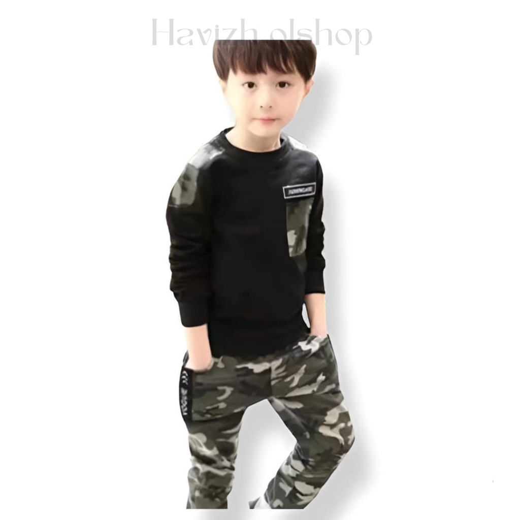 stelan anak motif ARMY 1-6th