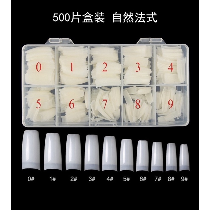 KUKU PALSU FRENCH DENGAN BOX / Nails Acrylic Half French False Nail Art Tips Acrylic UV Gel Manicure Tip / Half Tip Extenton
