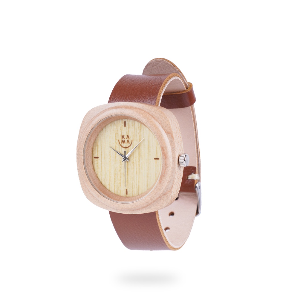 Kama Watch 2.0 Jam Tangan Kayu Maple Dial Putih