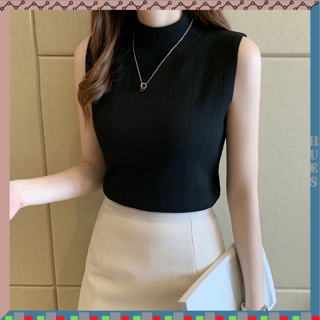 HUES.ID Turtleneck Wanita Tanktop Rajut Tengtop Impor Tank Top Import Blouse Korean Lalisa Style 4066