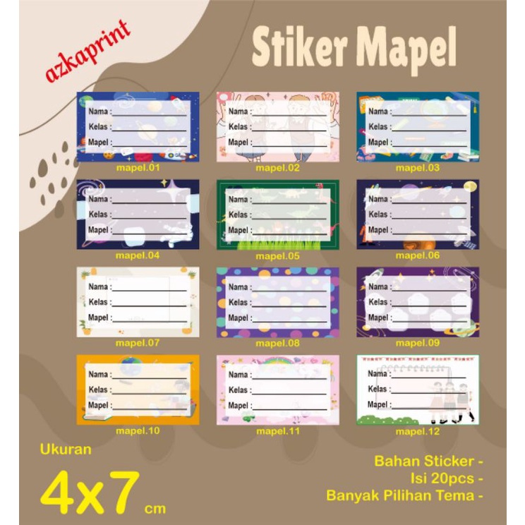 

PER 20 PCS CETAK STICKER MAPEL / STICKER CHROMO /STICKER NAMA DI TEMPEL PADA BUKU MATA PELAJARAN ANAK SEKOLAH CUSTOM