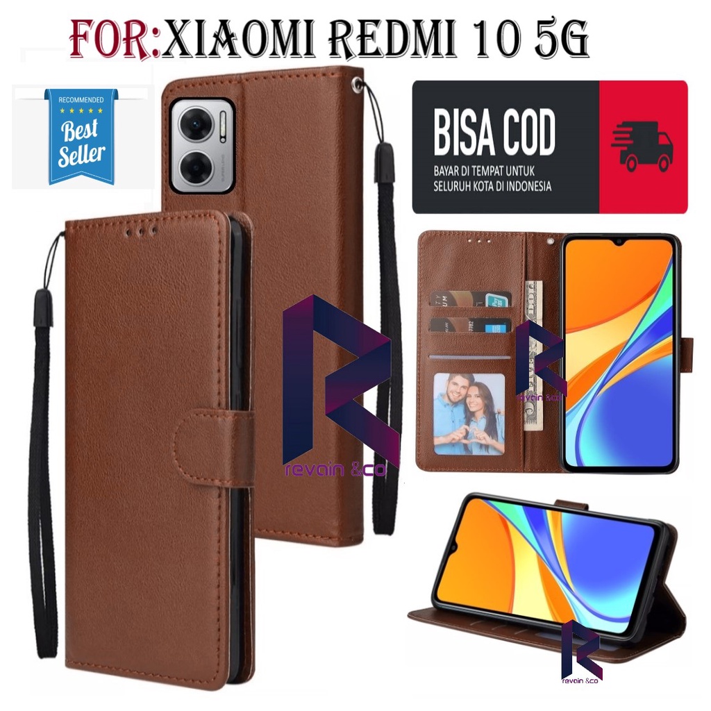 CASE REDMI 10 5G FLIP WALLET LEATHER KULIT PREMIUM SARUNG BUKA TUTUP FLIP CASE NEW REDMI 10 5G