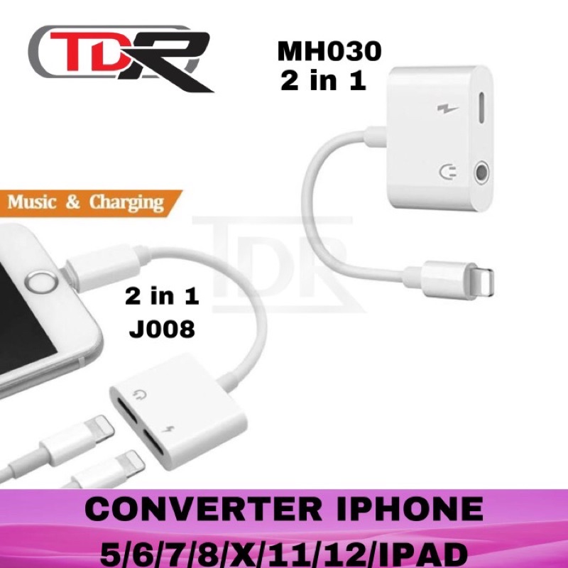 Adapter Splitter Converter Lighting Audio 2 in 1 Iphone