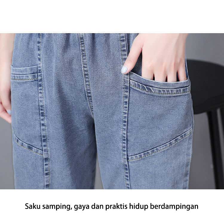 Celana Jeans Wanita High Waist Model Gantung Santai