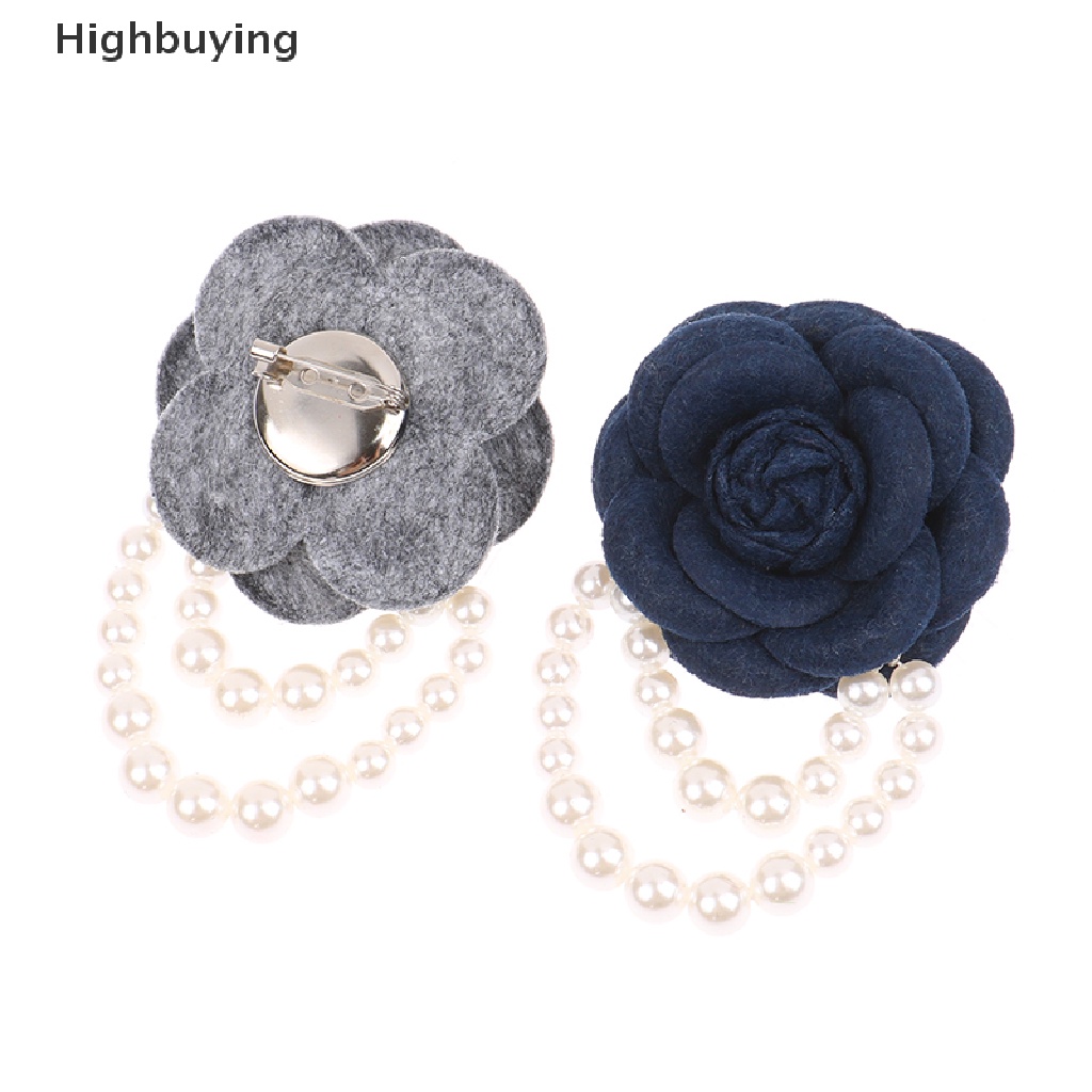 Bros Pin Korsase Desain Bunga Camellia Aksen Mutiara Rumbai Bahan Kain Gaya Korea Untuk Wanita Glory