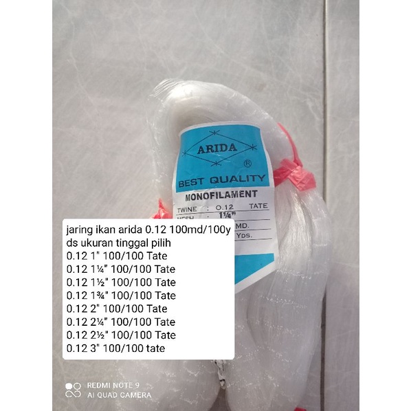 Jaring ikan arida 0.12 100md/100yds tate ukuran tinggal pilih jaring arida jaring ikan sungai jaring