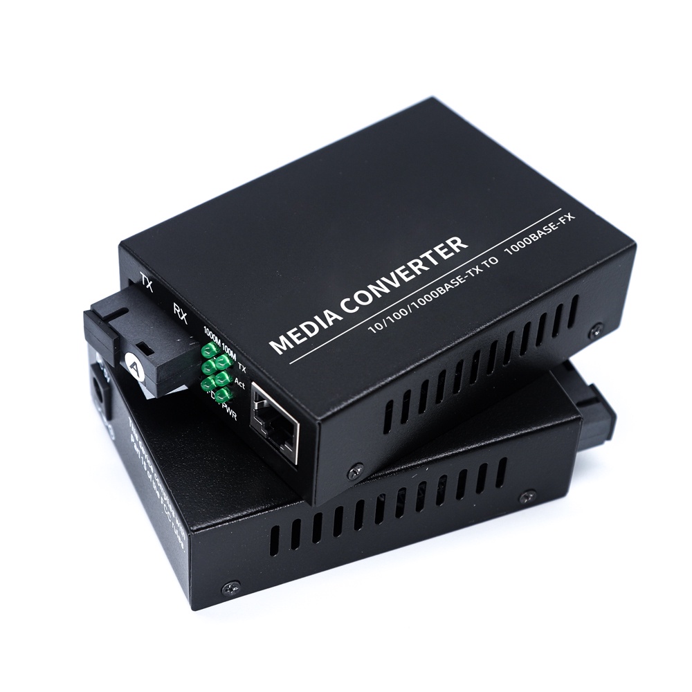 Black Converter Media Fiber Optik 100Mbps 20Km MCB100-110 ZN-1F1E side A  B dgn IC dan Adaptor Terba