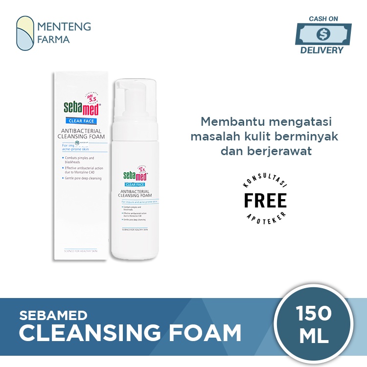 Sebamed Clear Face Antibacterial Cleansing Foam 150 ML - Pembersih Kulit Wajah Berjerawat dan Komedo