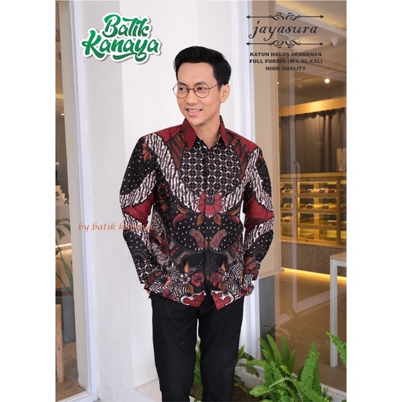 JAYASURA2 Kemeja Batik Pria Premium Lengan Panjang Full Furing Bahan Katun Halus Sragenan By Kanaya