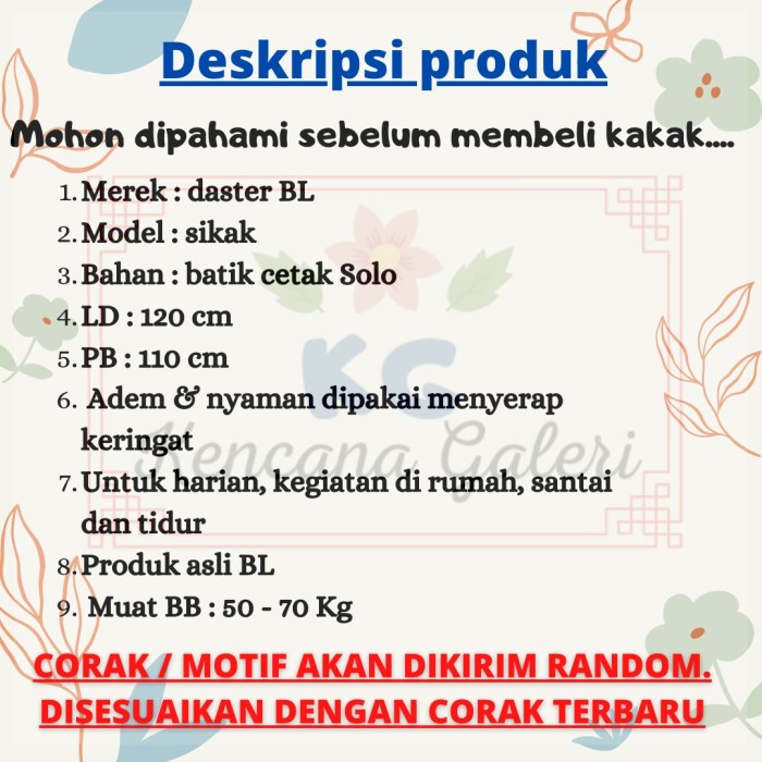 Produk Terlaris Daster Ibu Ibu Katun Rayon Lengan Pendek
