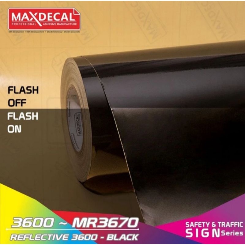 Sticker MAXDECAL REFLECTIVE BLACK / Hitam 3600 MR3670 Meteran