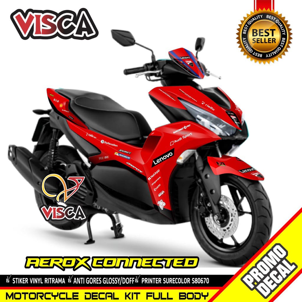 Decal Aerox 155 Connected 2021 Striping Aerox 2021 Stiker Yamaha Aerox Connected Full Body Ducati