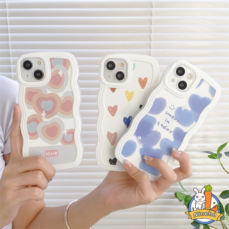Soft Case Silikon Anti Gores Motif Hati Warna Permen Untuk iPhone 14 13 12 11 Pro Max X Xr Xs Max 8 7 6 6s Plus
