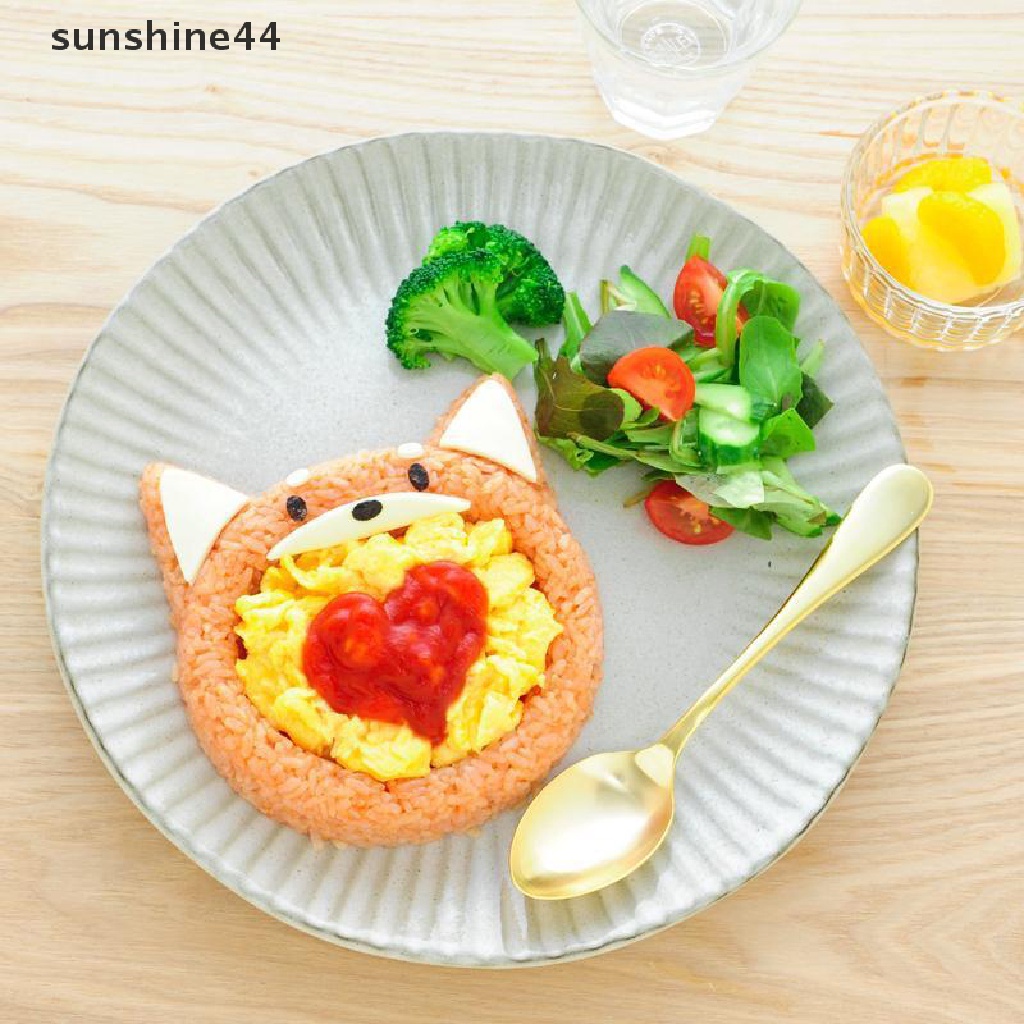 Sunshine 5Pcs Cetakan Nasi / Sushi / Nori DIY Bentuk Kartun Kucing / Beruang Lucu