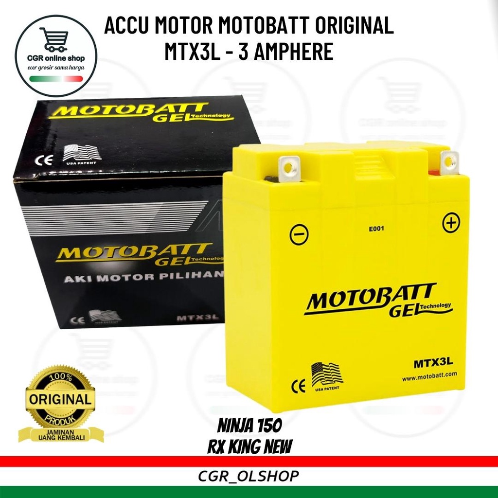 Aki MOTOBATT Gel MTX3L 3Ah Original Aki Kering RX KING