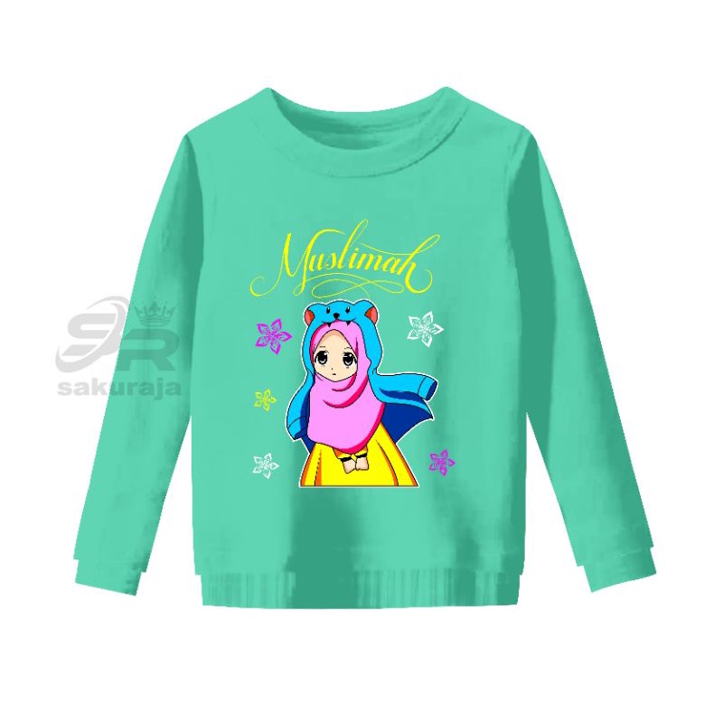 atasan hoodie anak/kaos atasan anak lengan panjang gambar hijab umur 3-11 tahun/bisa COD