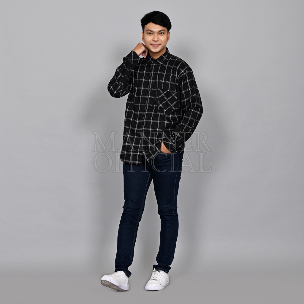 MANNER - Kemeja Flannel Pria Wanita Unisex Kemeja Formal Pria Baju Atasan Kemeja Kantor Casual Formal