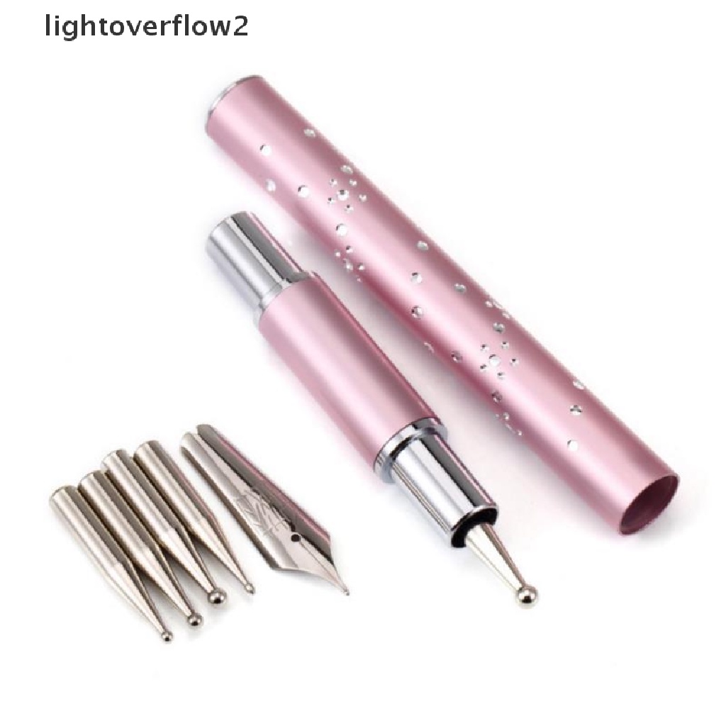 (lightoverflow2) Pen Dotting 6 Kepala Bahan Stainless Steel Untuk Kutek Gel UV