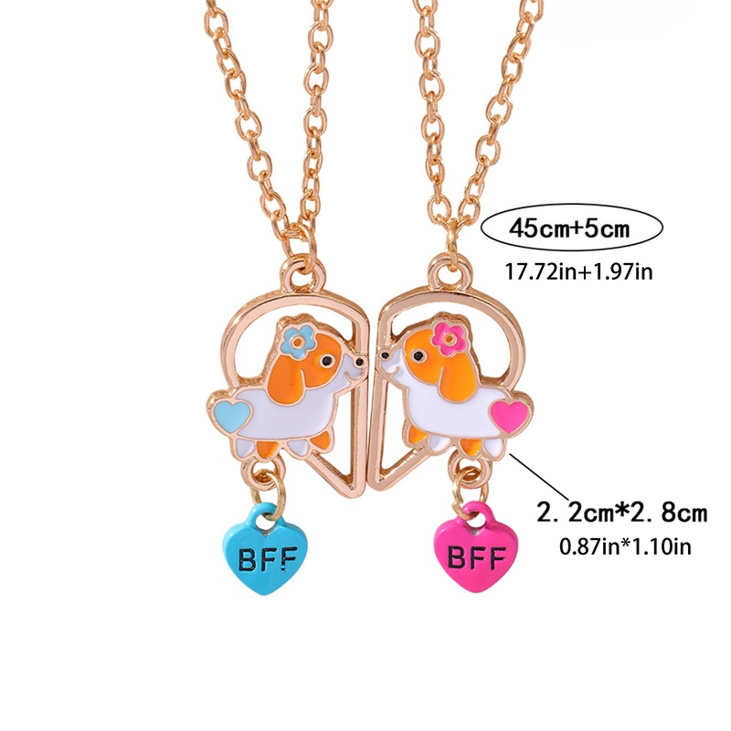 Fancyqube 2pcs / Set Kalung Liontin Magnet Bentuk Hati Anjing Untuk Wanita