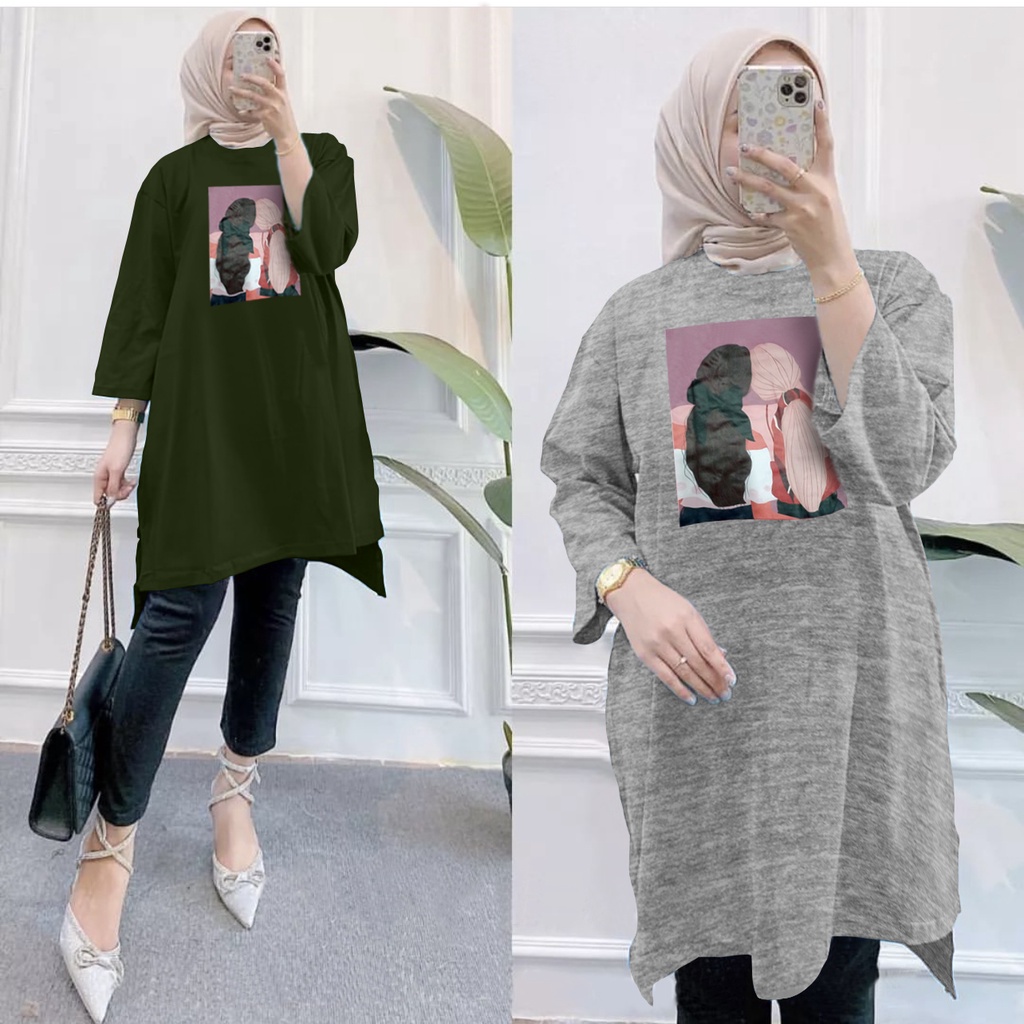 GR TUNIK OVERSIZE BASIC KAOS JUMBO GAMBAR PRINT DTF LEMBUT (BUKAN SABLON) TUNIK BABYTERRY SR575