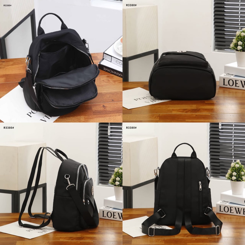 TB Backpack Nylon Zip Silver Hardware R3379 R3382 R3383 R3380