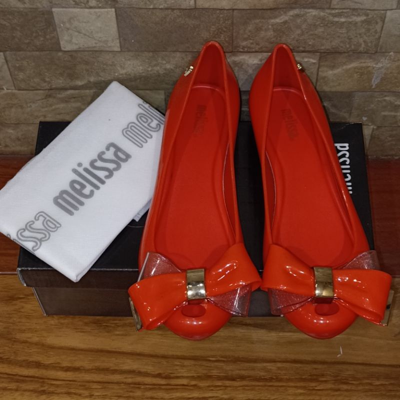 Sweet Bow V Red Jelly Shoes Sepatu Merah Wanita M*lissa Dewasa