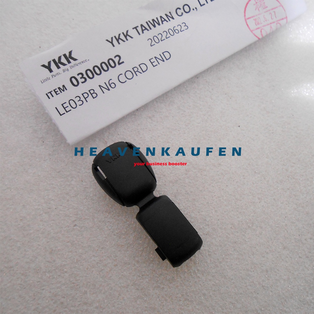 Stopper Ujung Tali YKK Single Cord End Type LE03PB Hitam Polyamide High Quality