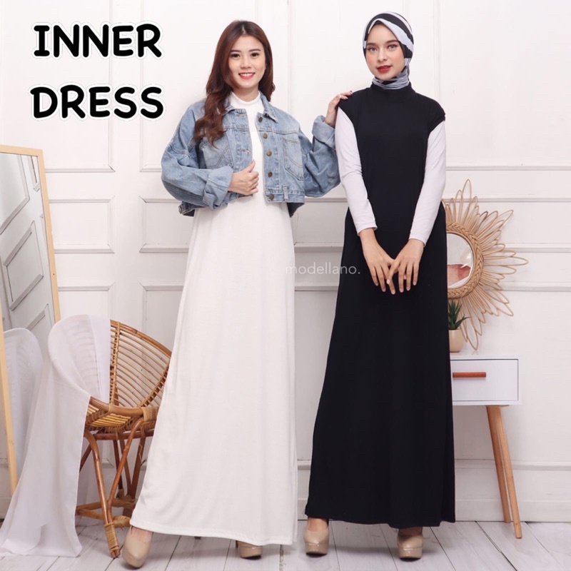 INNER RIB RAJUT LONG DRESS PANJANG INDY LENGAN BUNTUNG LEKBONG MURAH GROSIR