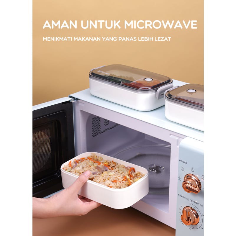 KHANZAACC BONBOX BTW40 Kotak Makan Lunch Box Microwaveable Food Grade 2 Tingkat