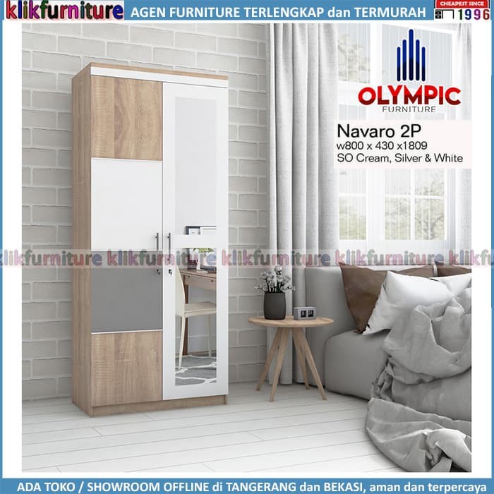 Furniture Lemari Navaro Olympic 2 Pintu Cermin Minimalis