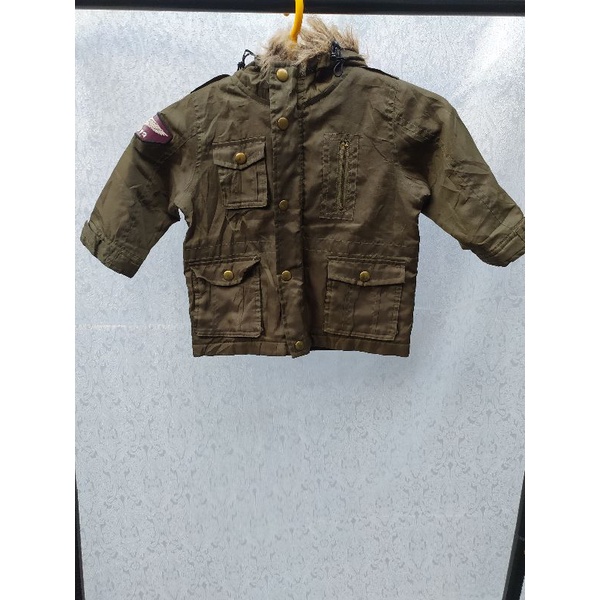 Jaket Anak Second 1-2 tahun Warna Olive/ Army Parka Seken Bekas Murah