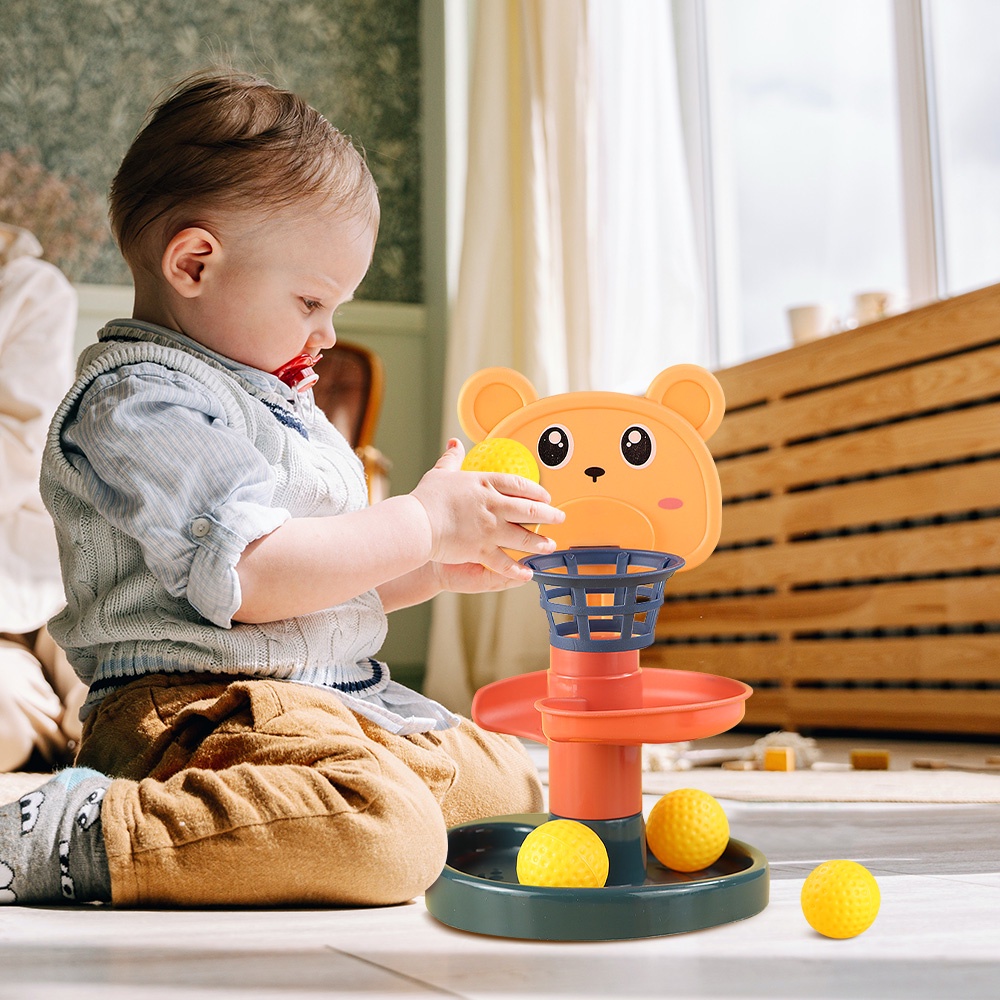 Baby Toys Rolling Ball Pile Tower Early Educational Toy For Babies Rotating Track Educational Baby Gift Stacking Toy For Kids